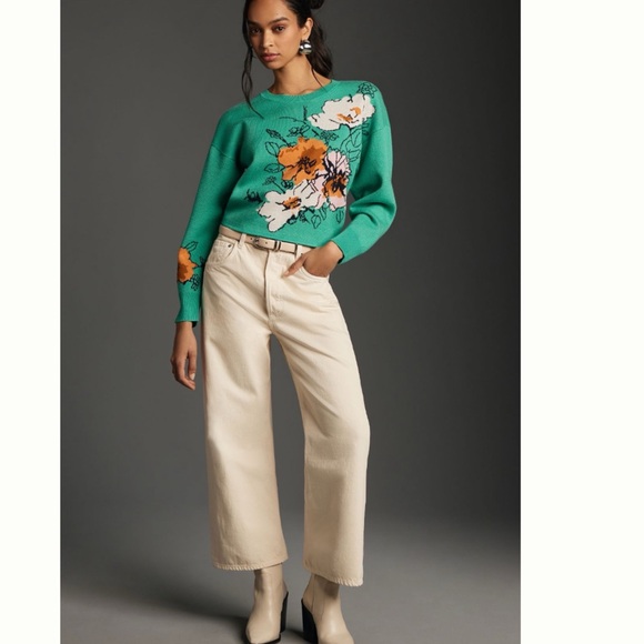 NWT The Sonal Nathwani Camryn Cropped Crewneck Sweater by Maeve - Picture 4 of 11